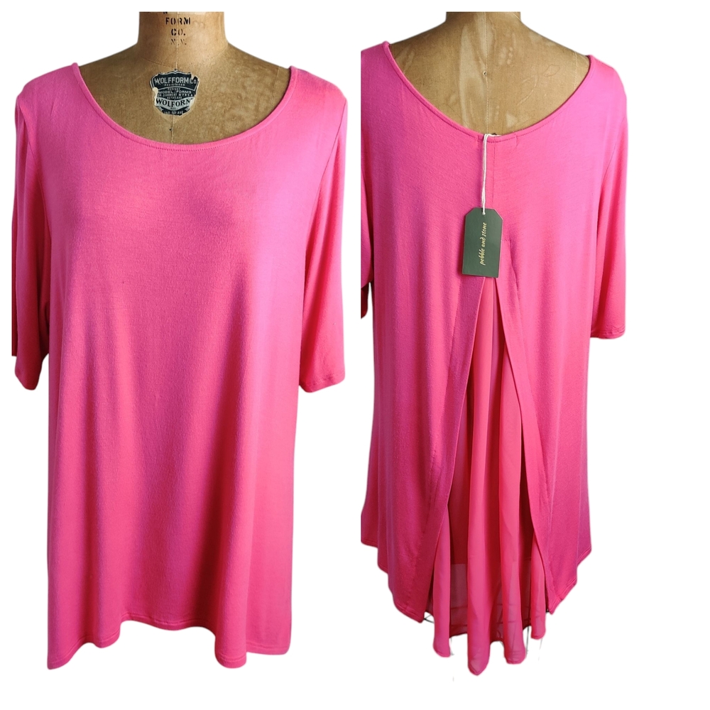 Pebble and Stone Pink Tunic with Draped Back/2X, NWT